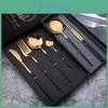 Sets Dinnerware Fashion 24pcs Tableware Portable Black Gold Stainless Steel Spoon Fork Steak Knife Set Travel Cutlery