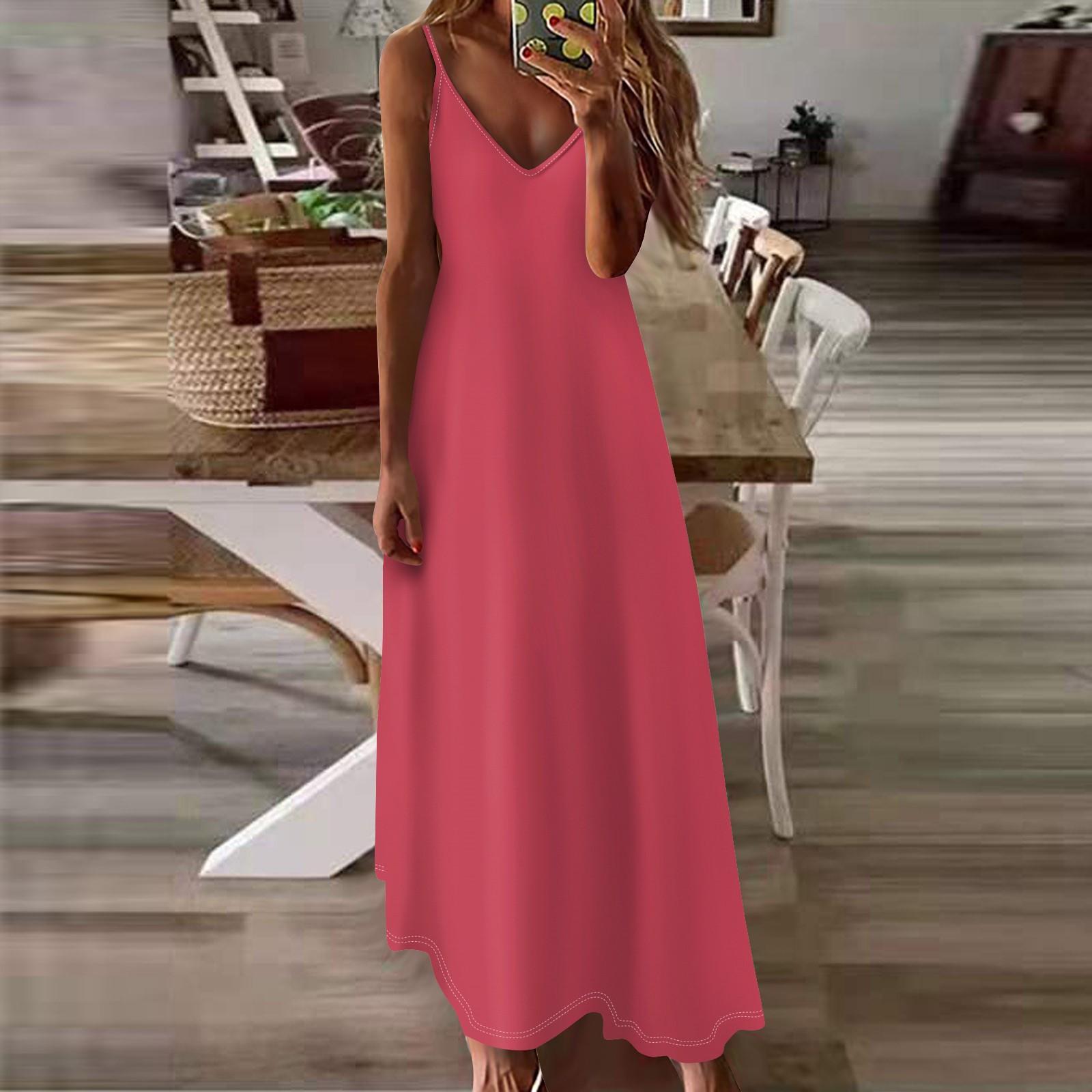 

Женское летнее повседневное модное однотонное длинное платье без рукавов с V-образным вырезом, повседневные платья XXXXXL