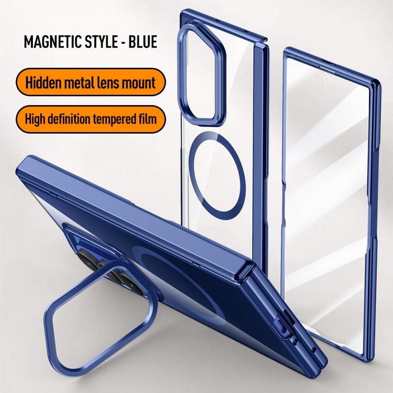 Custodia Protettiva Trasparente con Anello Magnetico per Schermo per Samsung Galaxy Z Fold 8 Fold8 Ultra Fold7 Copertura con Cerniera a Molla