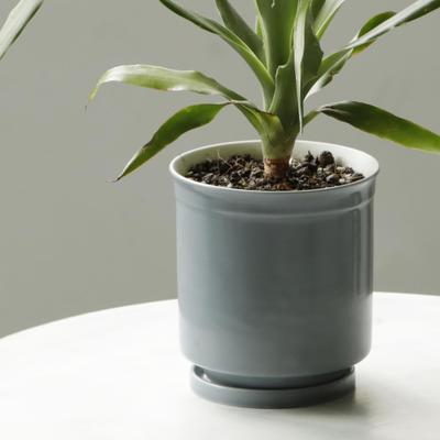 Leaf88 Made In Japan Flower Pot with Saucer 10.5x11.5cm Size 3.5 Hasami Ware (Gray)