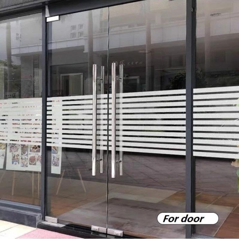 Autocolante din sticlă cu dungi orizontale Film decorativ pentru baie de birou Film decorativ pentru fereastră din sticlă fără adeziv static