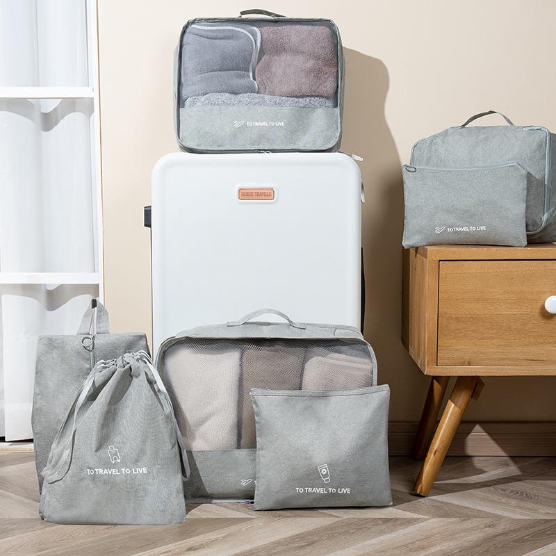 7pcs/set Travel Storage Bag Luggage Clothing Underwear Shoe Organizer Pouch Large Capacity Garment Travel Organizer Bag