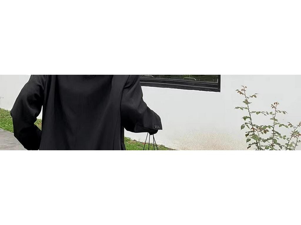 High-End Korean Style Black Suit Jacket for Petite Women - Loose, Thickened Fabric for Autumn and Winter
