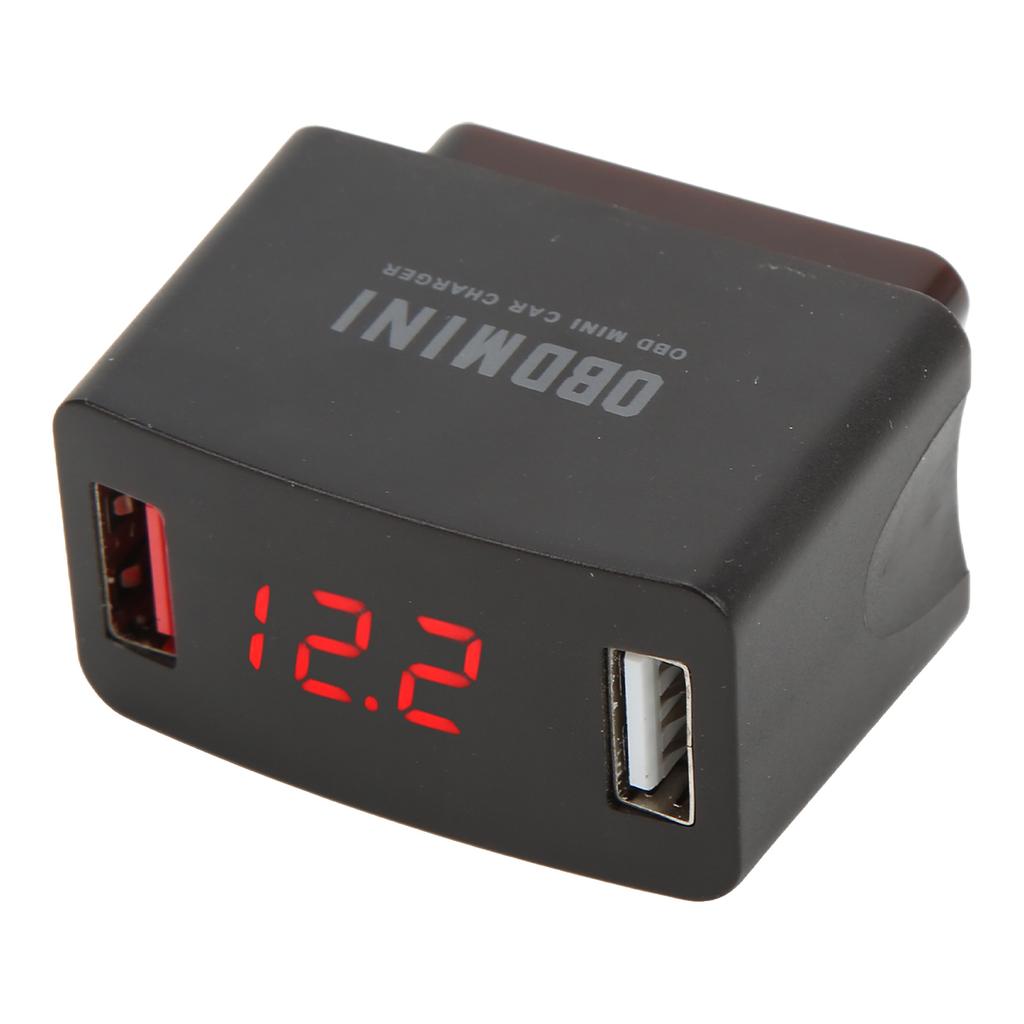 Car OBD Charger DC12‑24V Dual USB LED Digital Display Charging Adapter Universal for Vehicles