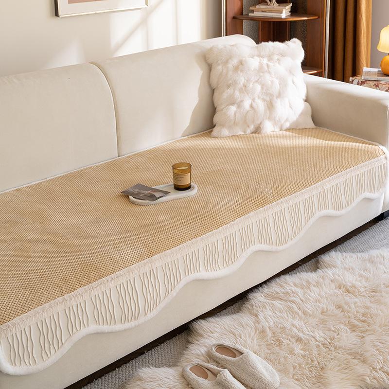 

Special-Shaped Sofa Cushion New Autumn And Winter Thickened Plush Non-Slip Seat Cushion One-Piece Straight Leather Sofa Cover 90*90cm