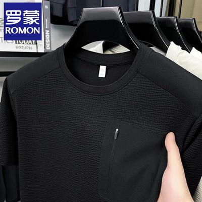 Luomeng Herren Kurzarm-T-Shirt aus Eis-Seide