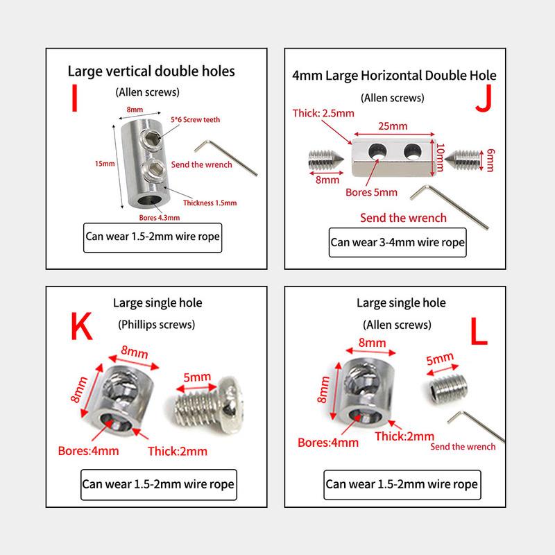 1-4mm Adjustable Steel Wire Rope Buckle Clamp for DIY Lamp Hanging Clamps Telescopic Double Hole Thread Locker Clamps