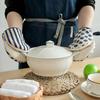 1 Paar Ofenhandschuhe mit Baumwollfutter Hitzebeständig Verbrühschutzhandschuhe Verdickt Küchen-Sicherheitsausrüstung zum Backen Grillen Kochen