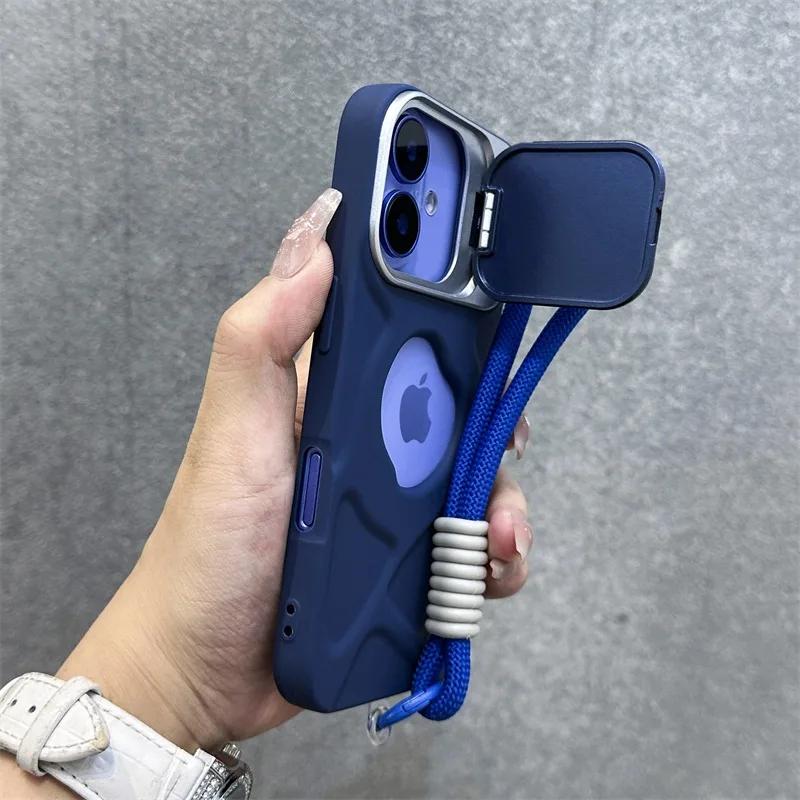 

Складана Захист Камери Лінза Підставка Тримач М який Чохол Для iPhone 17 16 15 14 13 12 11 Pro Max Ремінець на Зап ястя Силіконовий Ударостійкий Чохол For iPhone 15 Plus