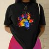 Cotton T-Shirt Short Sleeve Round Neck Women 2d Print Tops
