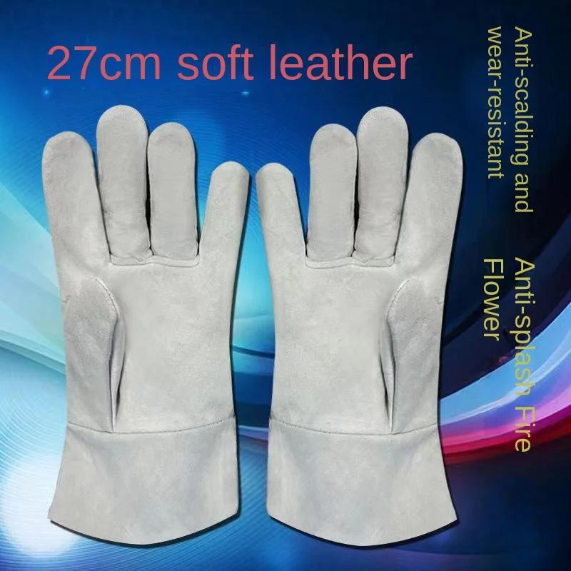 1 Pair Sheepskin Two-layer Welding Gloves Wear-resistant Anti-scalding Soft Welding Welder Durable Protection Labor Insurance