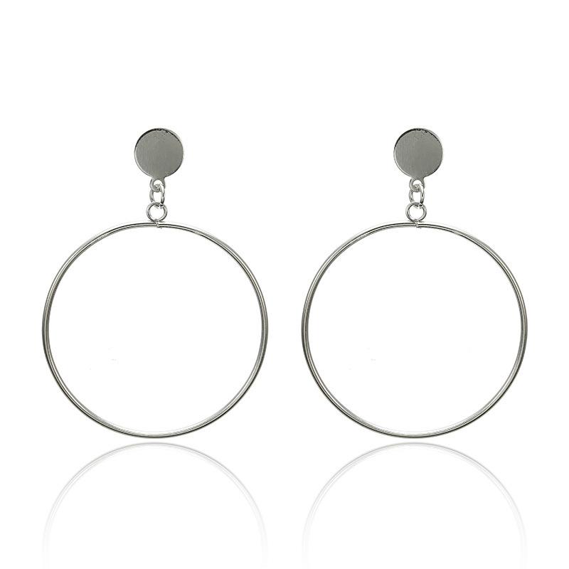 European and American Simple and Versatile Plain Ring Earrings, Sequins Exaggerated Large Circle Earrings, Personality and Temperament, Versatile 
