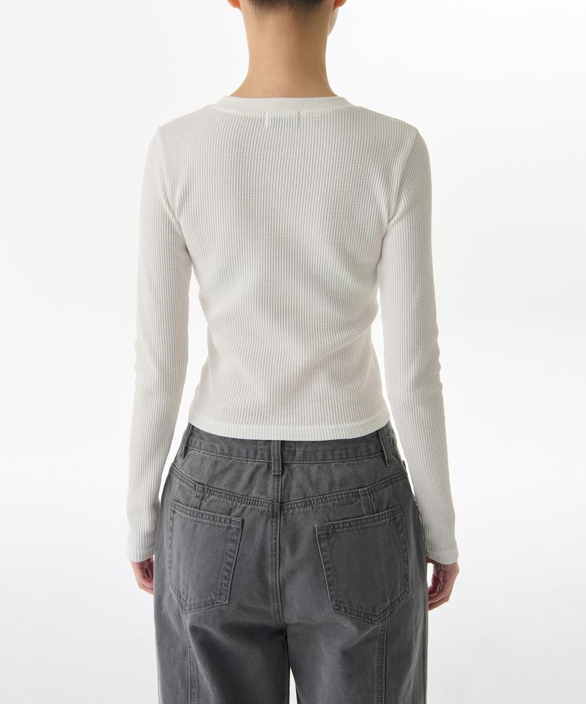 MUSINSA STANDARD WOMAN Women'S Waffle Slim Crew Neck Long Sleeve T-Shirt [Ivory]