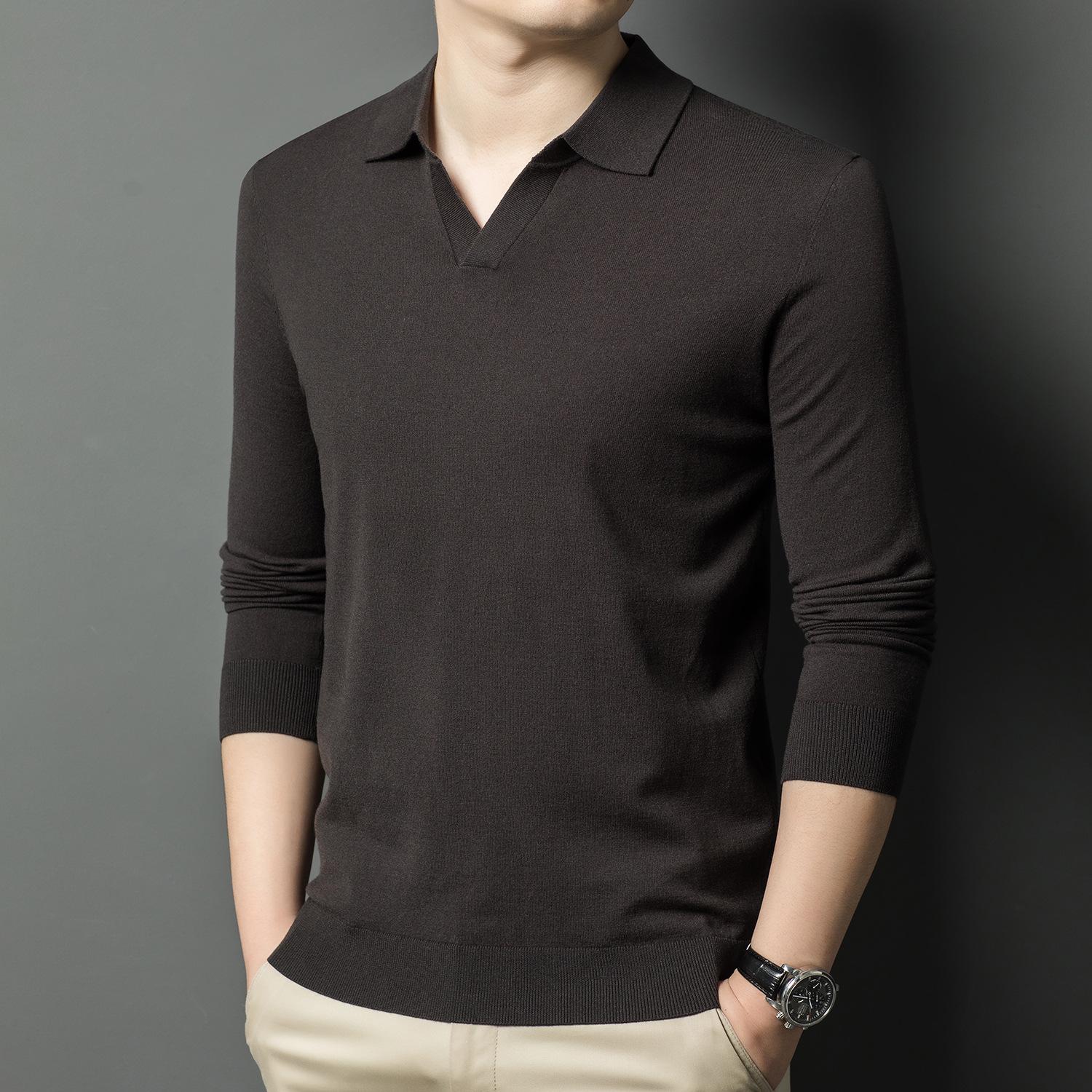 Men s Autumn Seagull Collar Wool Blend Knit T-Shirt Sweater XXXL/185 (85-93kg)
