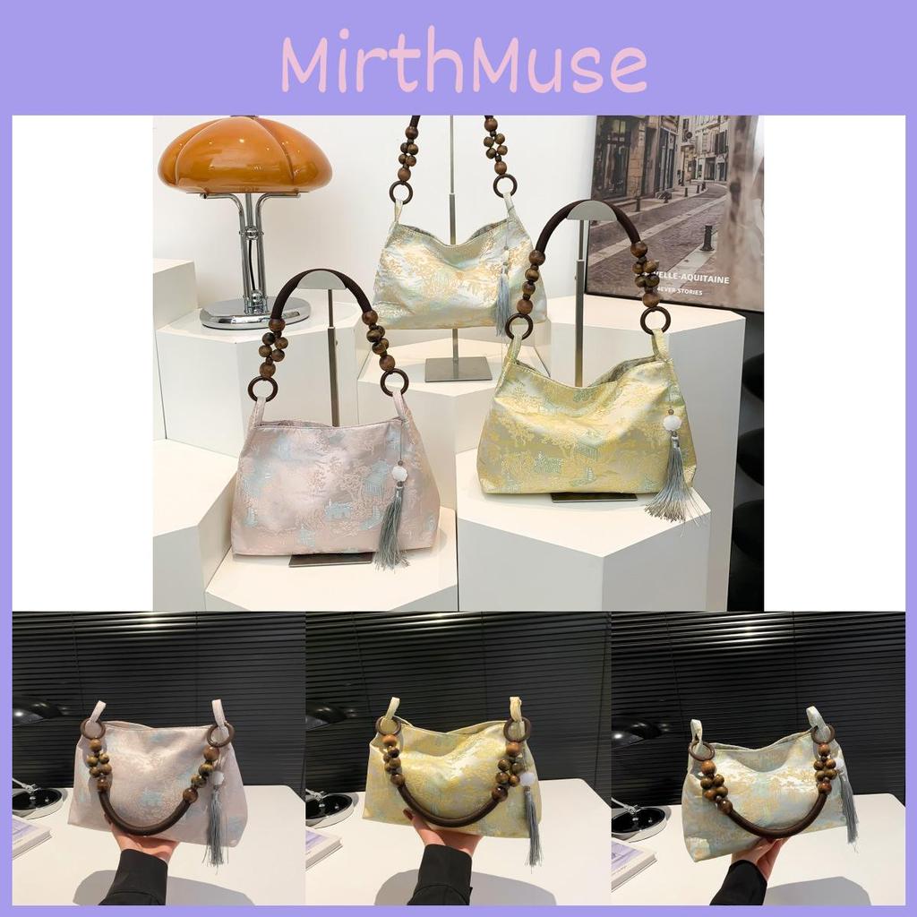 Stylish Silk Jacquard Tote Bag For Women With Elegant Vintage Design In Pink Yellow And White