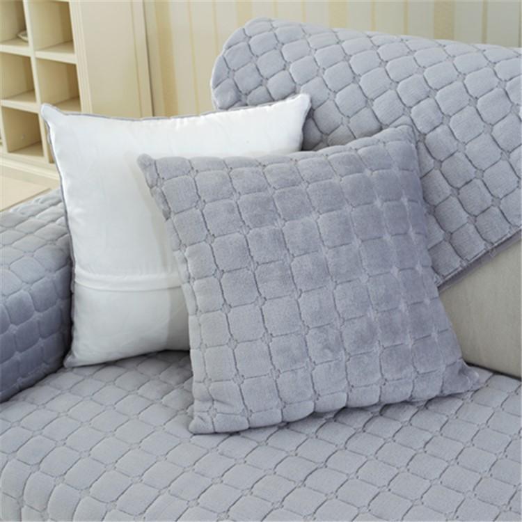 Super Soft Flannel Non-Slip Thickened Sofa Cushion Modern Simple Plaid Plush Cover Towel