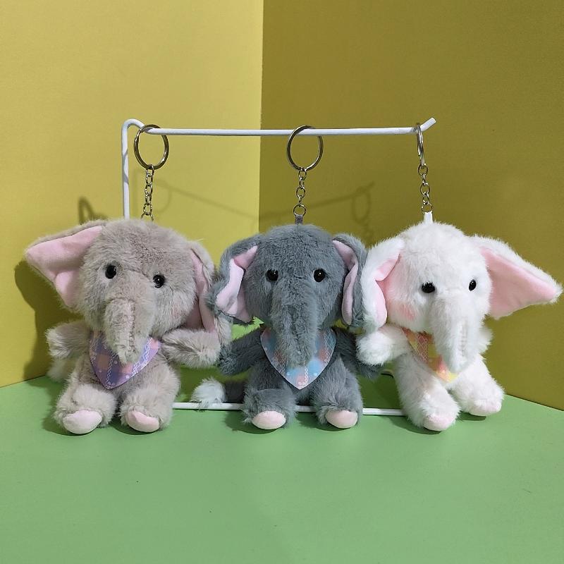 1Pcs Cartoon Elephant Stuffed Doll Keyring Soft Plush Toy Key Holder Bag Pendant Cute Elephant Keychain Backpack Hanging Decor