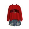 Womens Casual Round Neck Long Sleeve Cotton Sweatshirt With Football Mom Print - Loose Fit Plus Size S-XXL