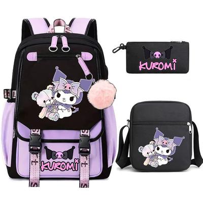 Cartoon Peripheral Cute Children'S Backpack Contrasting Color Primary And Secondary School Students Campus Popular Schoolbag Three-Piece Set