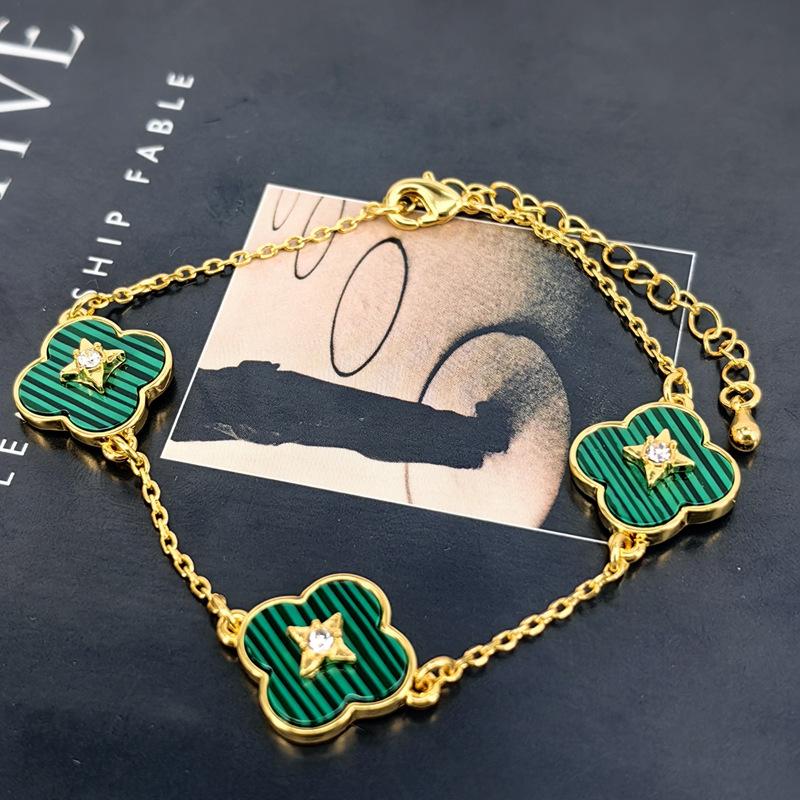 Four-leaf clover bracelet agate malachite women's bracelet fashion commuter versatile jewelry