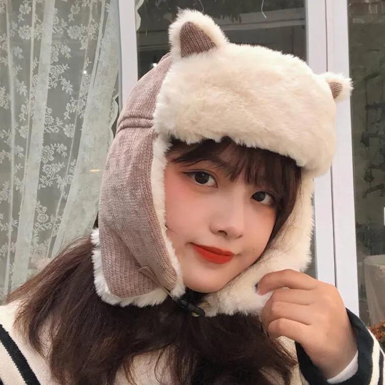 WTEMPO Women's Autumn Winter Outdoor Cycling Skiing Hats Plush Inner Faux Fur Ear Protection Hats Couple Windproof Cold-proof Warm Bomber Hats