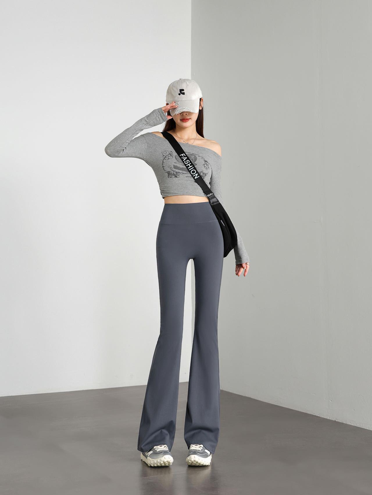 

Mermaid Line High Waist Flared Yoga Pants – Women s Bell Bottoms, High Elastic, Casual Long Pants that Enhance Leg Length. XL