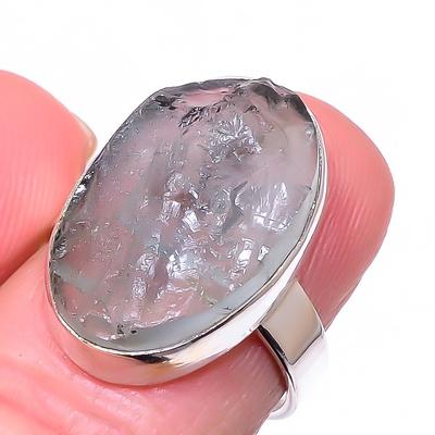 Natural Aquamarine Rough Gemstone 925 Sterling Silver Jewelry Ring Size 6.5 S3e60