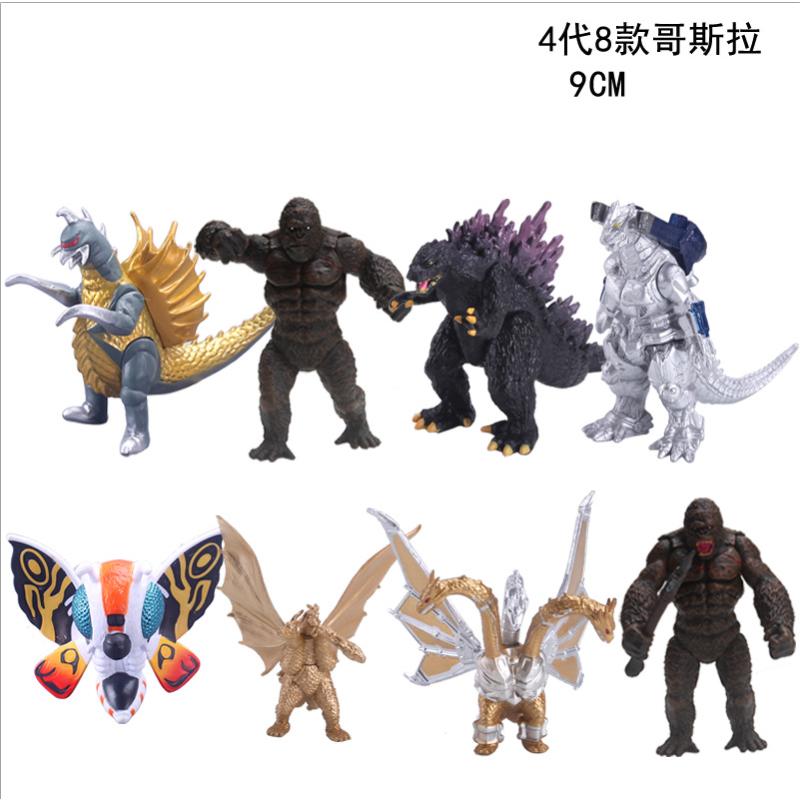 8pcs Godzilla Vs Kong Model Anime Figurine Mechagodzilla Dinosaur Action Figure Collectible Model Doll Toys Kids Birthday Gifts