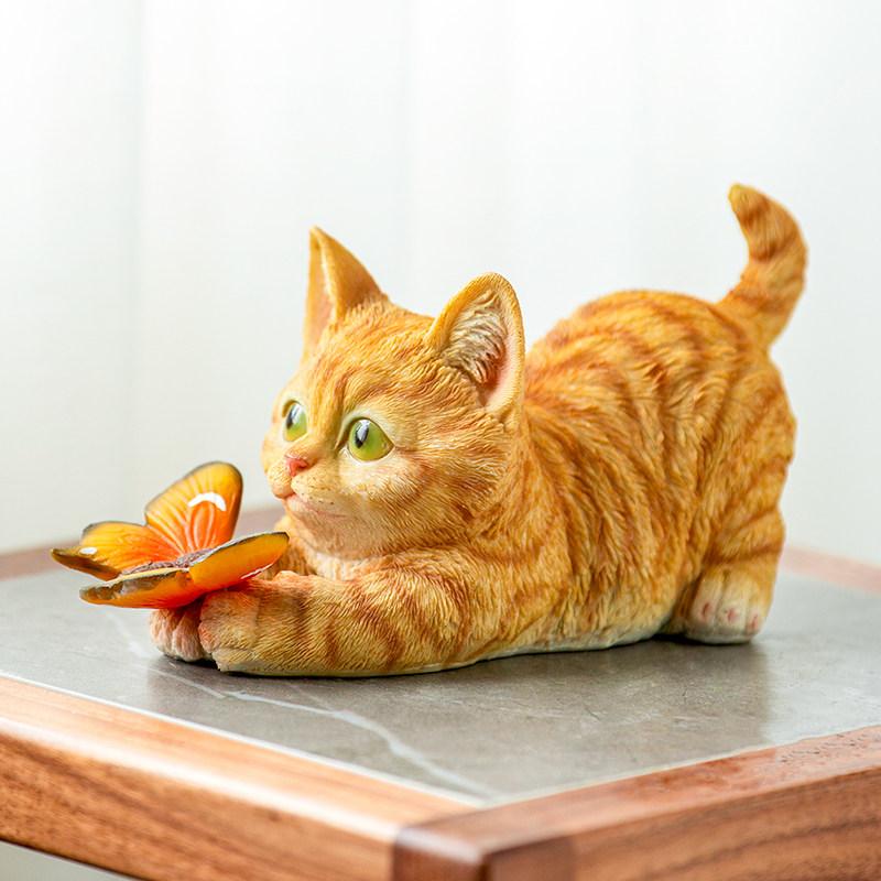 1pc Adorable Cat Figurine for Home Bedroom Study Office Desk Creative Decor & Interior Accessories