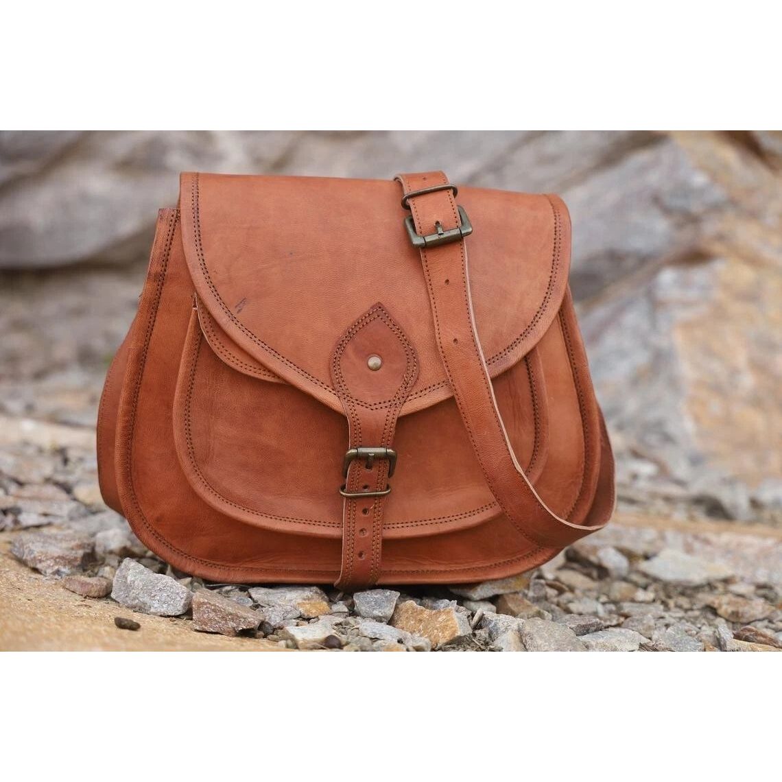 

Ladies Women Long Strap Cross Body Bag Real Leather Shoulder Satchel Handbag New 9 x 7 x 3 in