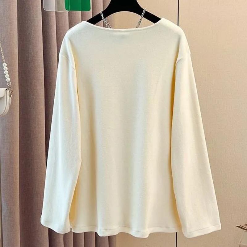 Tops for Women Long Sleeve Shirts Winter Oversize Solid Color Thickened Casual V Nevk Shirt Loose Blouse Pullover Tops