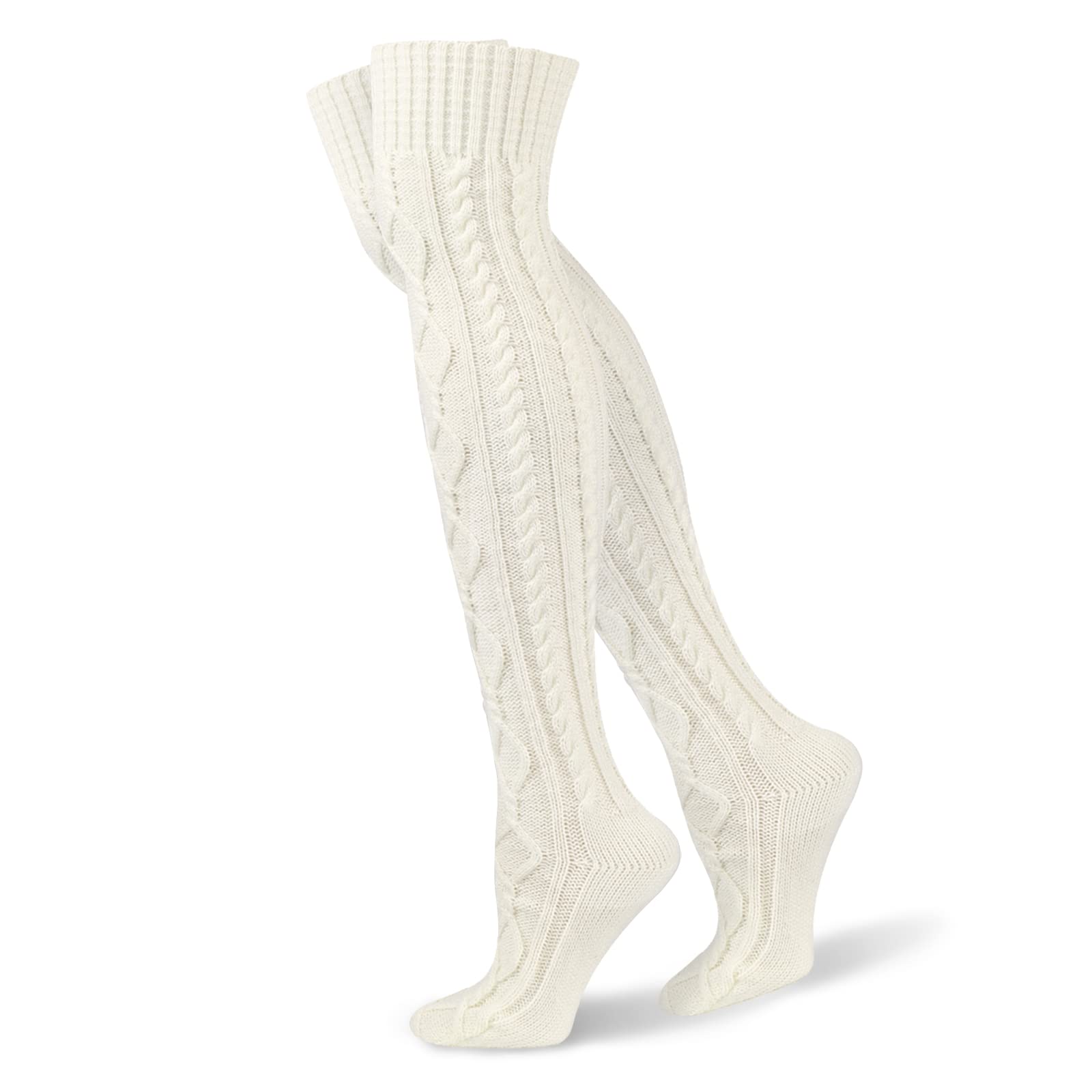 

[LittleForBig] Knee-High Loose Socks [3D Rib Knit Cable Knit Stockings] Gakuin High Socks White
