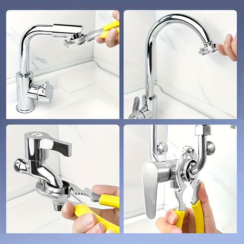 Flerbrukskran og vaskdyse i rustfritt stål med sklisikkert håndtak - Perfekt for demontering, fjerning av perlator og løsning av filter