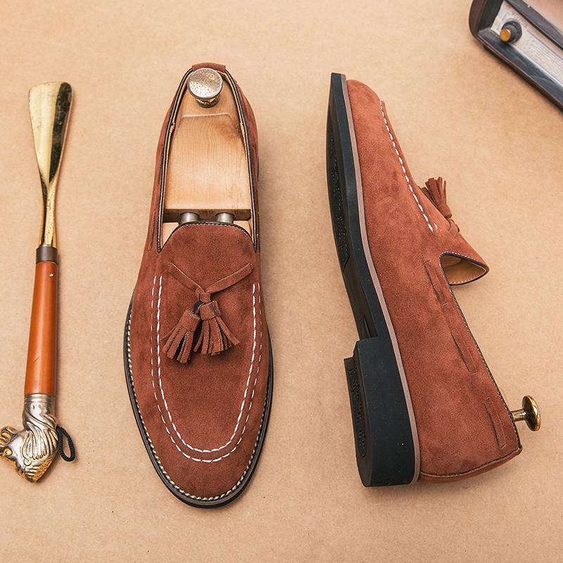 Fashion Business Men Fringed Shoes Men Wear Comfortable Durable Fashionable Small Leather Shoes on One Foot Social Shoes Size 38-47