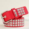 Black Rivet Punk Style Belt with Bright Metal Pyramid Decoration, Suitable for Men and Women