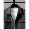 Men S Solid Color Turn Down Collar Button Front Pocket Casual Jacket