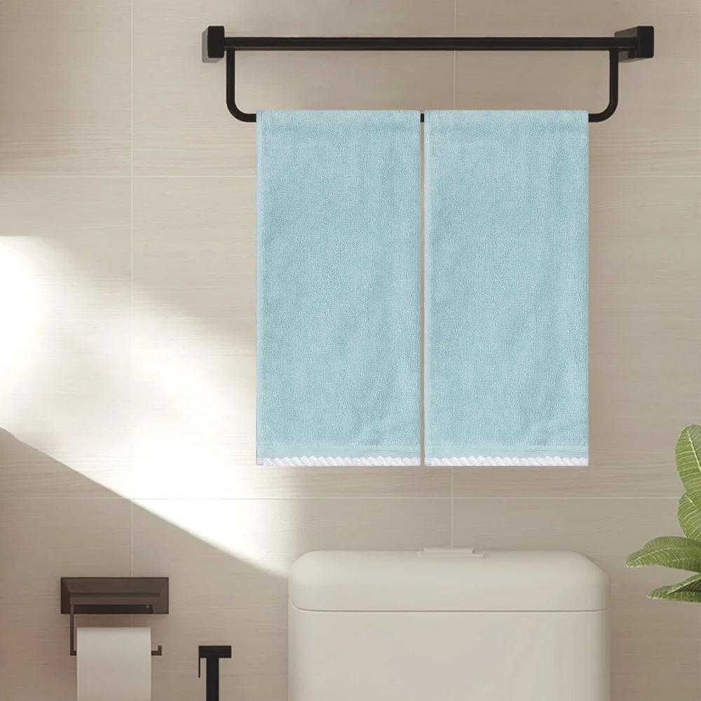 Cotton Hand Towels Set Soft Low Lint Quick Drying Durable Bath Towels Multiuse Home Spa 2 Pcs