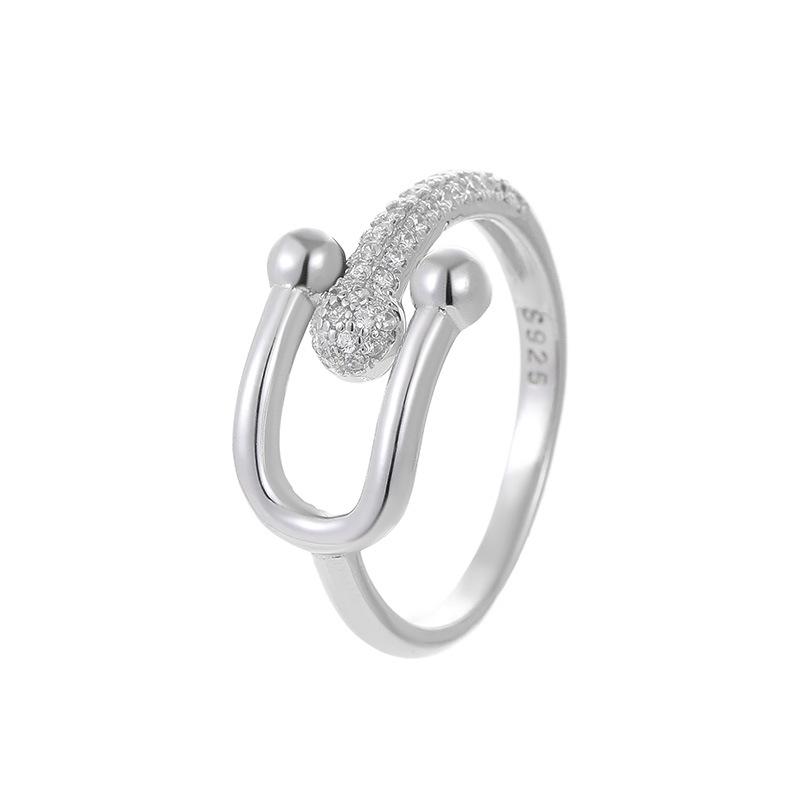 Cui Yan S925 Sterling Silver Korean U-Shape Horseshoe Ring - Women's Retro Fashion Index Finger Ring