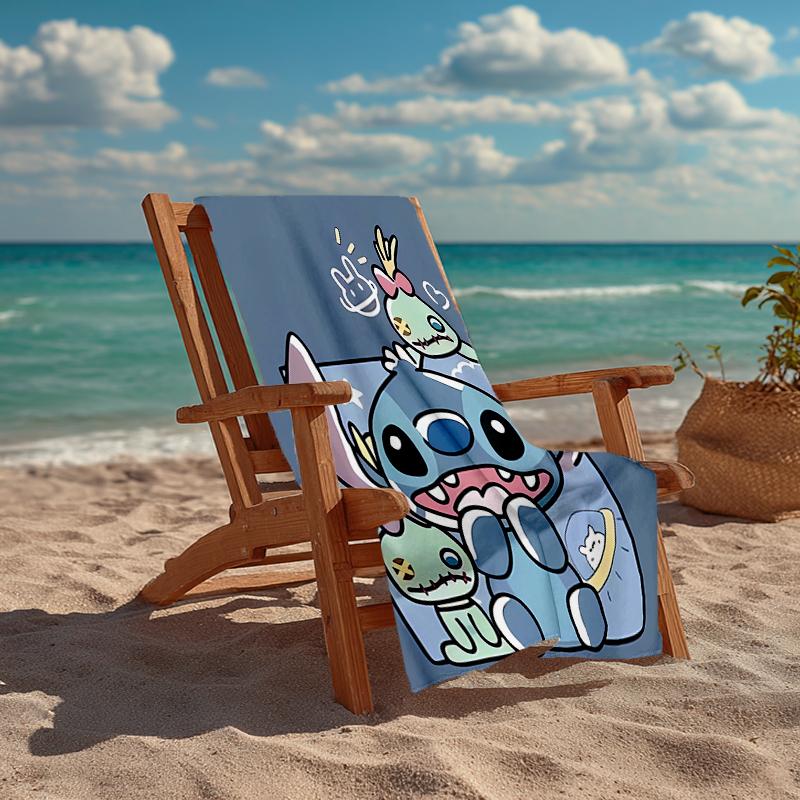 Ultra-Soft Beach Towel with Stitch Theme,Ideal for Pool - Camping, Diving - Perfect Travel Essential, Vibrant Beach Towel.