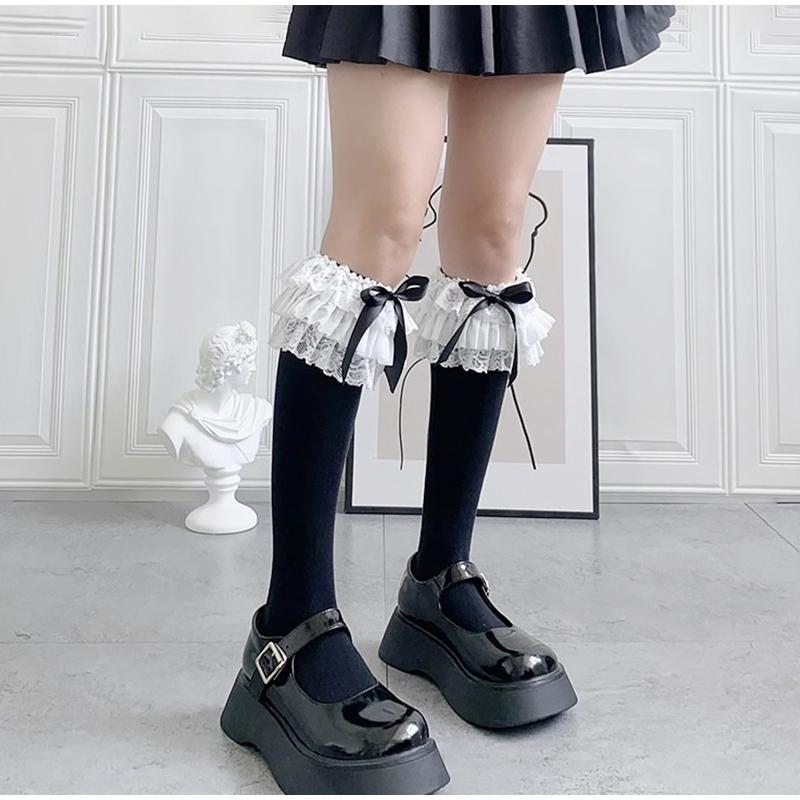 Lolita Lace Women Stockings Sweet Knee High Elastic Long Stocking