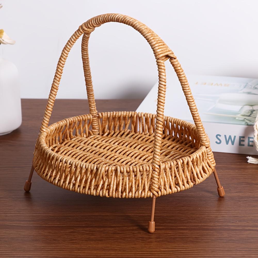 

Portable Woven Plastic Storage Rack - Kitchen Tray, Flower Basket, Desk Organizer for Small Items. Multi-Purpose & Decorative. темного кольору хакі