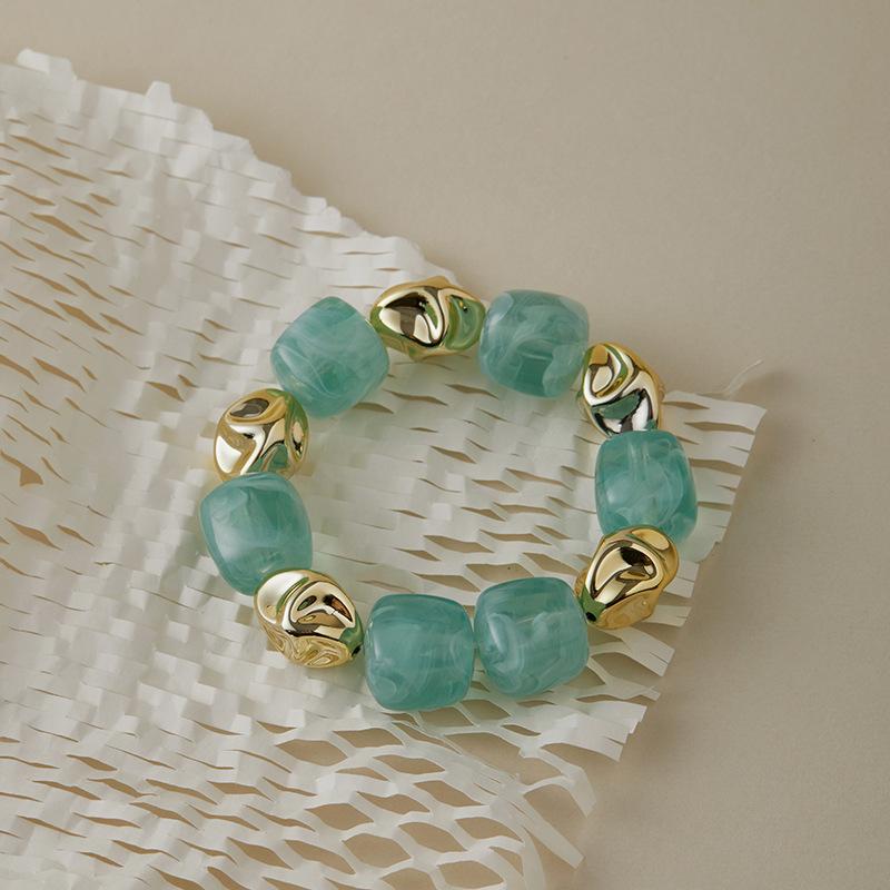 Colar Pulseira de Contas Irregulares em Acrílico para Mulheres Bangle Geométrico Bohemia Feito à Mão Acessórios de Joias para Casal
