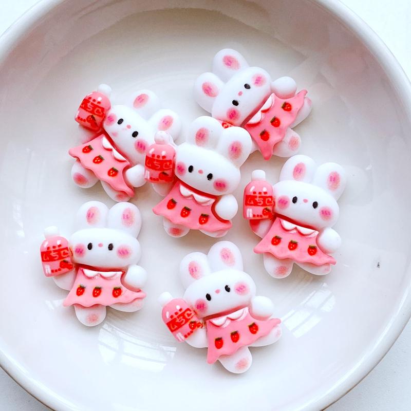 10Pcs New Cute Mini Cartoon Rabbit, Bear Flat Back Resin Cabochons Scrapbooking DIY Jewelry Craft Decoration Accessorie