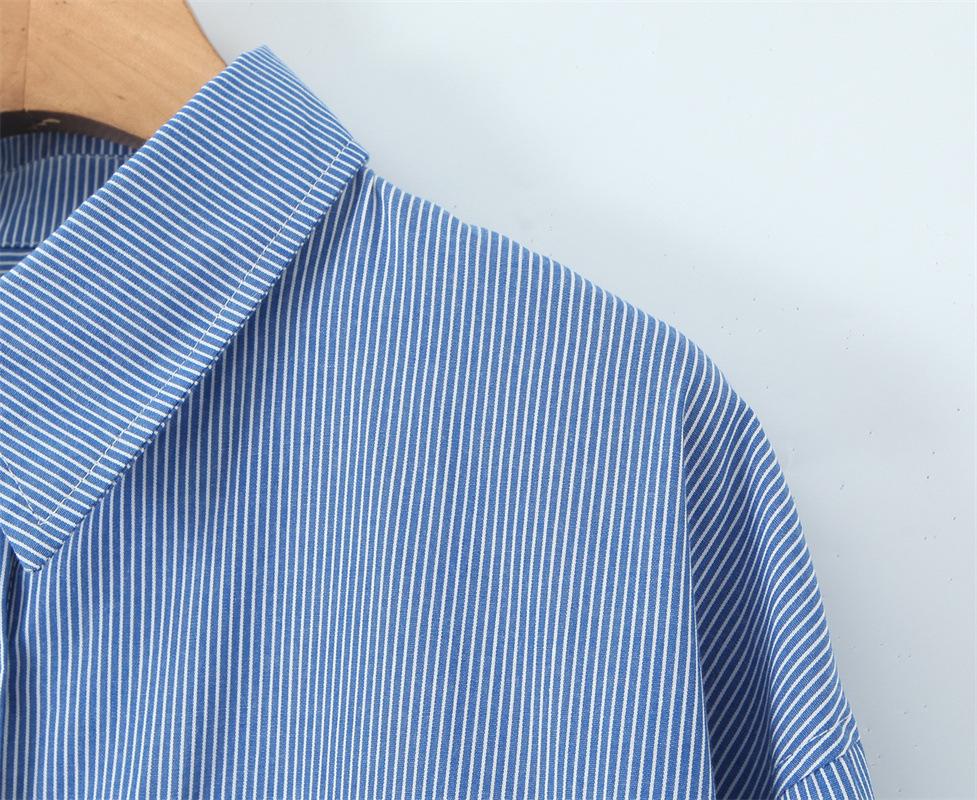 Korean Retro Striped Long-Sleeve Shirt & Strapless Camisole with Loose Wide-Leg Casual Pants for Women