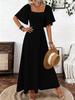 Damen Boho-Kleid mit quadratischem Ausschnitt und Rüschenärmeln