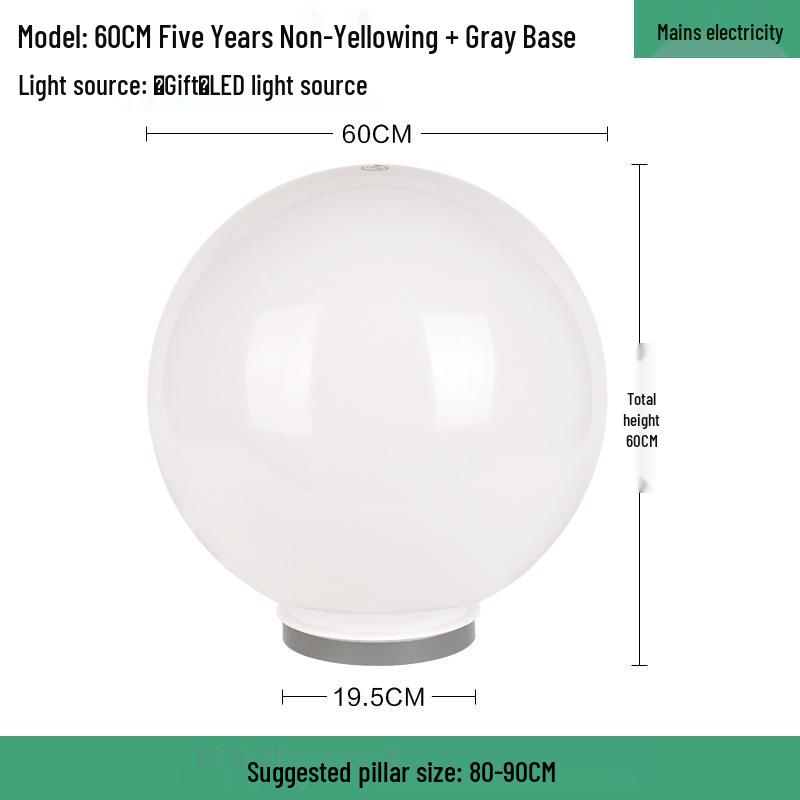 LED Waterproof Outdoor Post Light with Acrylic Spherical Shade