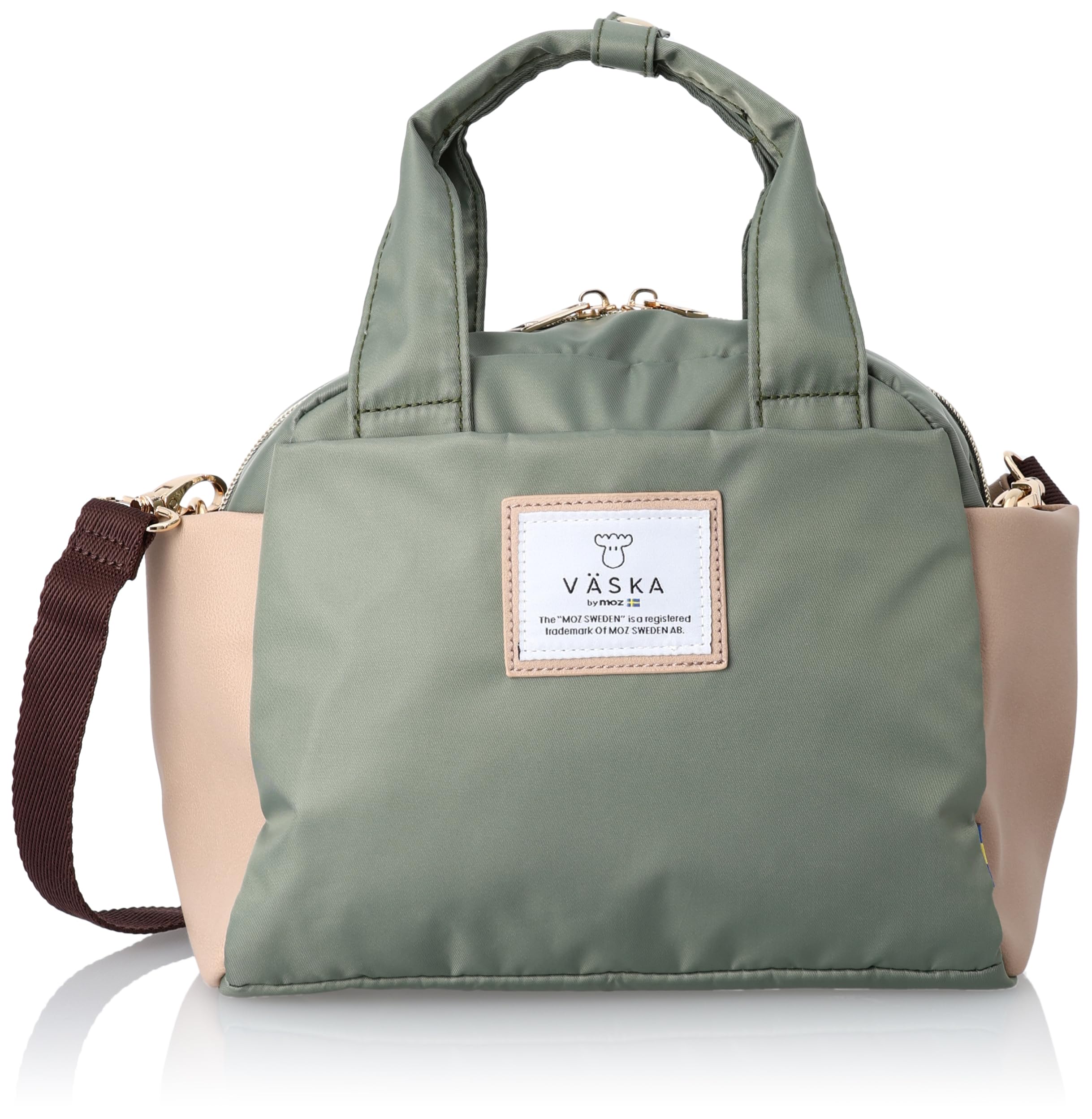 

VASKA by Veska Tote Shoulder Crossbody Synthetic Shoulder Strap Mini Boston Tote Bag Shoulder Khaki [Mozu] Bag, 2-way Bag, Women s, Bag, Small,