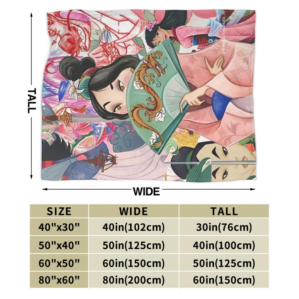 Mulan Cartoon Blankets  Airplane Travel Flannel Throw Blanket For Outdoor Soft Warm Custom Quality Bedspread Birthday Gift
