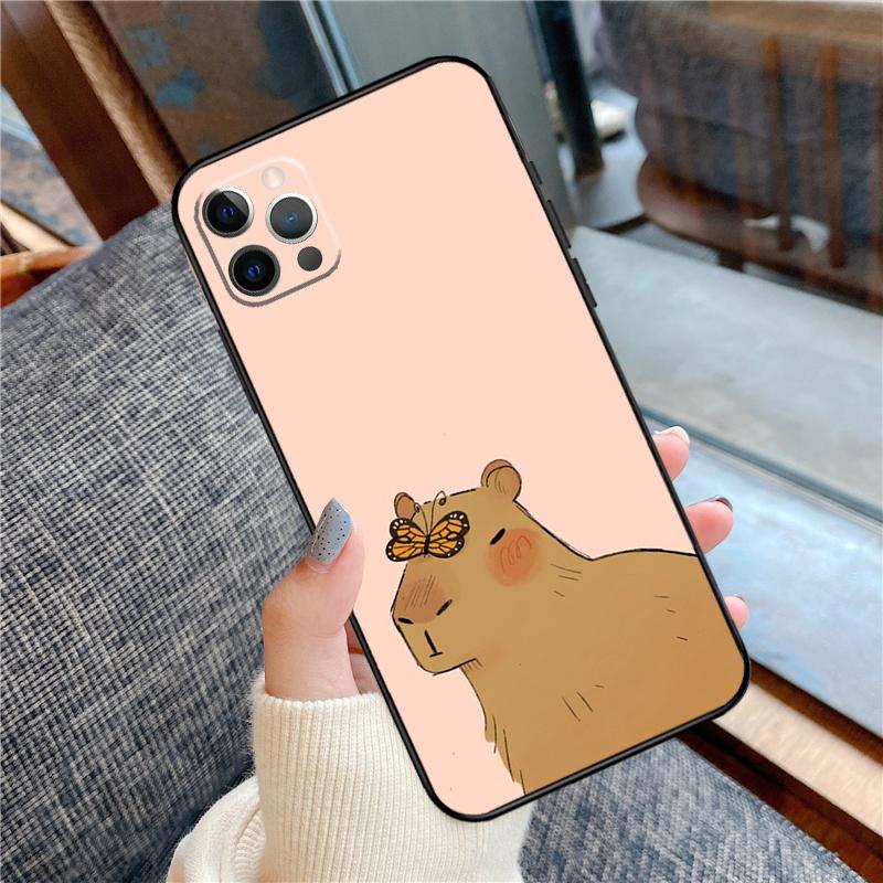 Cute Capybara Phone Case For iPhone 16 15 14 13 12 11 Pro Max 12 13 Mini XR 15 16 Plus 16e Cover Shell