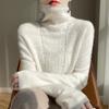 Women's 100% Pure Wool Rhinestone Turtleneck Sweater - Long Sleeve Jacquard Knit